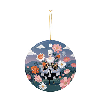 🌸🎀 The Grand Floral Promenade Ceramic Ornament – Art Deco Fashion Fantasy
