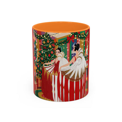 🎄💃 The Christmas Mirror Duet Colorful Mug – Art Deco Holiday Elegance
