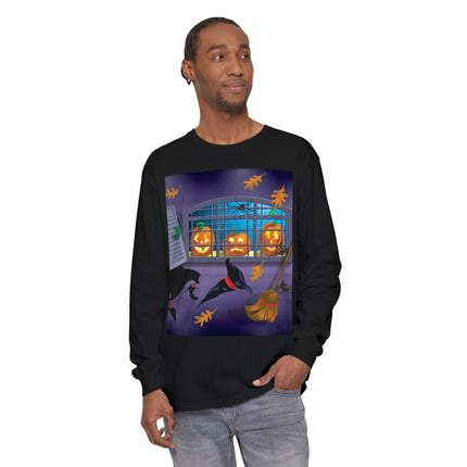 Whimsical Halloween Mischief Unisex Garment-dyed Long Sleeve T-Shirt