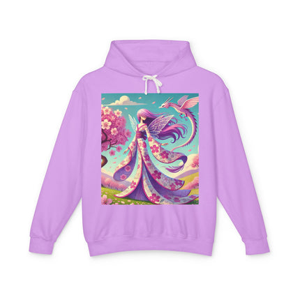 Petals in the Wind: The Kimono Fairy and the Sky Dragon Lightweight Hooded Sweatshirt