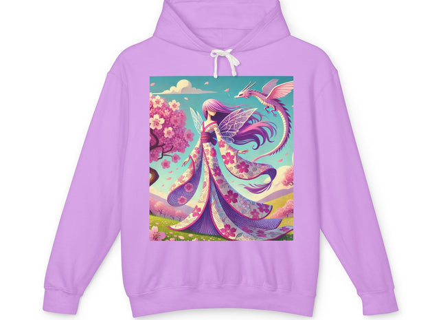 Petals in the Wind: The Kimono Fairy and the Sky Dragon Lightweight Hooded Sweatshirt