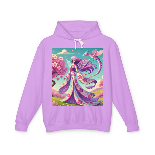 Petals in the Wind: The Kimono Fairy and the Sky Dragon Lightweight Hooded Sweatshirt