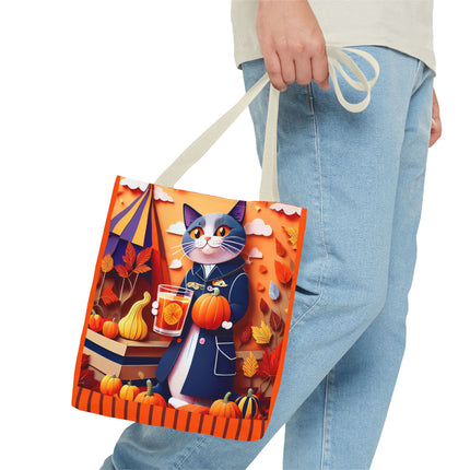 British Shorthair at an Autumn Market Tote Bag (AOP)