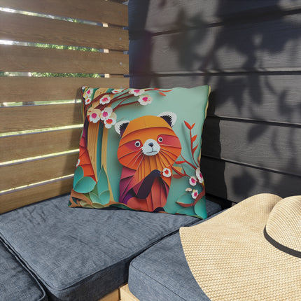 A Playful Red Panda Outdoor Pillows