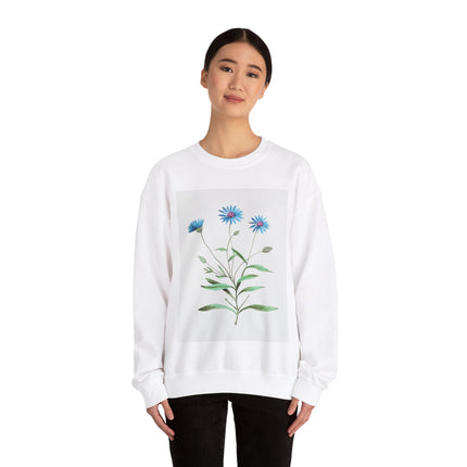 Blue Strawflower by Anselmus Boëtius de Boodt Heavy Blend™ Crewneck Sweatshirt