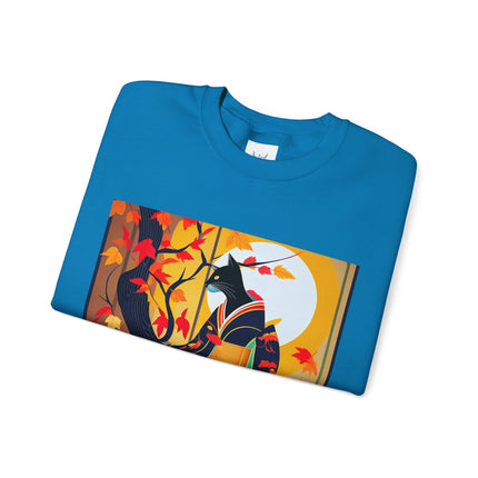 Black Cat in Kimono Unisex Heavy Blend™ Crewneck Sweatshirt