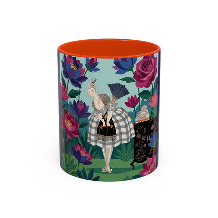 The Lady Of The Lotus Garden Colorful Mugs – Art Deco Botanical Elegance