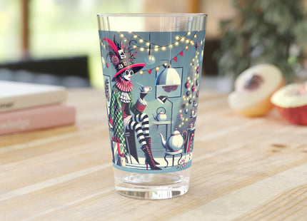 Whimsical Christmas Tea Party Glass, 16oz