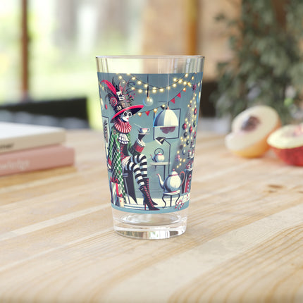 Whimsical Christmas Tea Party Glass, 16oz
