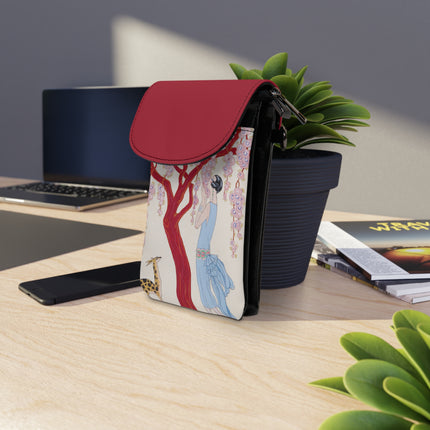 Woman, Fawn, and Red Tree by George Barbier Small Cell Phone Wallet