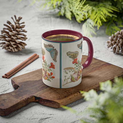 Blue Butterflies and Pomegranate by Maria Sibylla Merian Colorful Mugs, 11oz