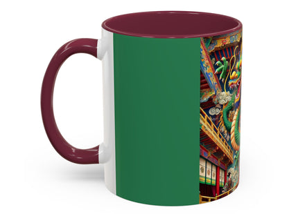 Tibetan Dragon Over Kabuki Duel Colorful Mugs (11oz, 15oz)