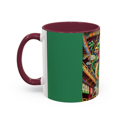 Tibetan Dragon Over Kabuki Duel Colorful Mugs (11oz, 15oz)