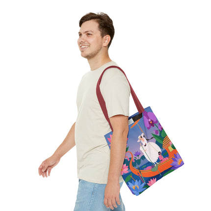 🪷🛶 The Lady Of The Lotus Garden Gondola Tote Bag – Art Deco Floral Adventure
