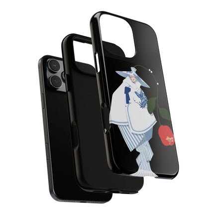 Blue & White Porcelain Geisha Phone Case – Elegant Mystery & Floral Grace