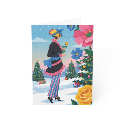 🌹🎄 The Lady Of The Christmas Rose Greeting Card – Art Deco Holiday Elegance