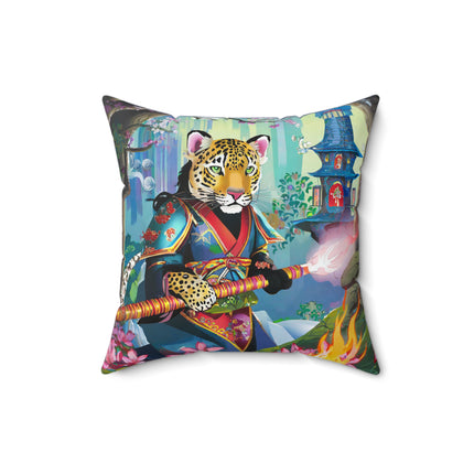 Cyberpunk Leopard Spun Polyester Square Pillow