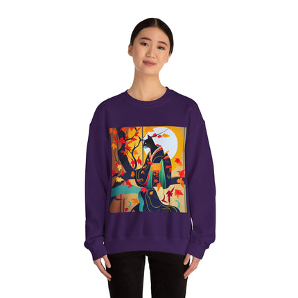 Black Cat in Kimono Unisex Heavy Blend™ Crewneck Sweatshirt