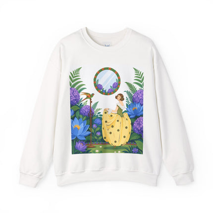 🦜🪷 The Parrot Garden Reflection Crewneck Sweatshirt – Art Deco Fashion Whimsy