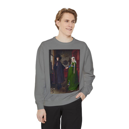 Arnolfini Portrait by Jan Van Eyck Unisex Garment-Dyed Sweatshirt