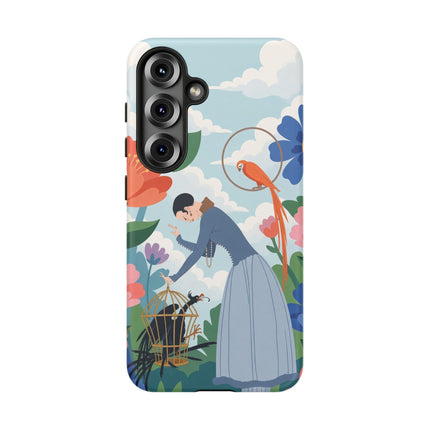 🦜🌺 The Lady Of The Garden Aviary Phone Case – Art Deco Floral Whimsy