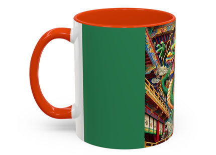 Tibetan Dragon Over Kabuki Duel Colorful Mugs (11oz, 15oz)