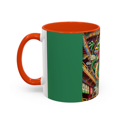 Tibetan Dragon Over Kabuki Duel Colorful Mugs (11oz, 15oz)