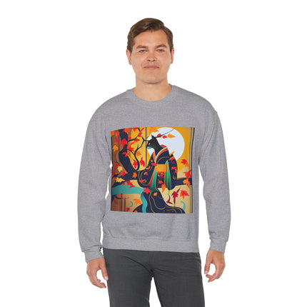 Black Cat in Kimono Unisex Heavy Blend™ Crewneck Sweatshirt