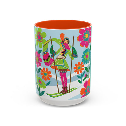 🎿🌸 The Winter Flower Adventurer Colorful Mug – Colorful Ski Fantasy