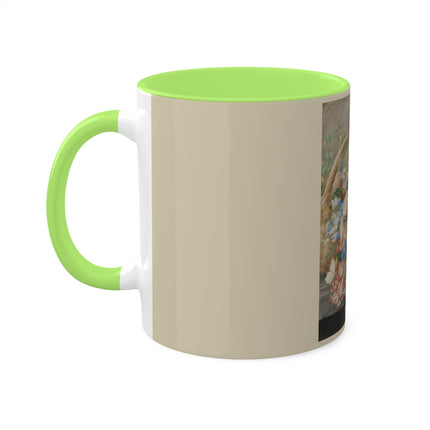 A Basket with Flowers by Herman Henstenburgh Colorful Mugs, 11oz