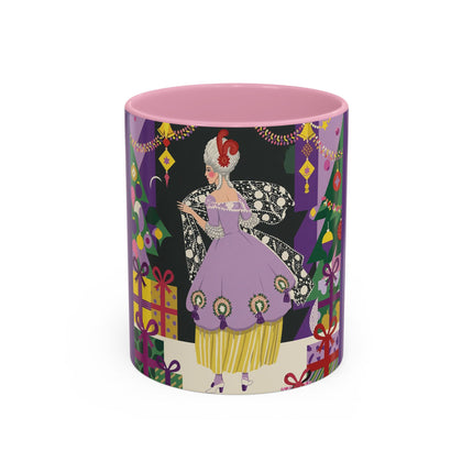 🎁✨ The Lavender Christmas Masquerade Colorful Mug – Art Deco Holiday Fantasy