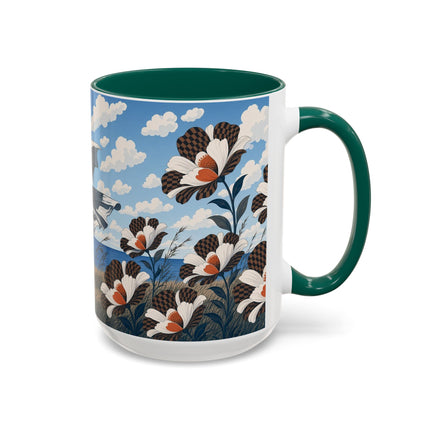 🌊🌼 The Windswept Seaside Promenade Colorful Mug – Art Deco Coastal Elegance