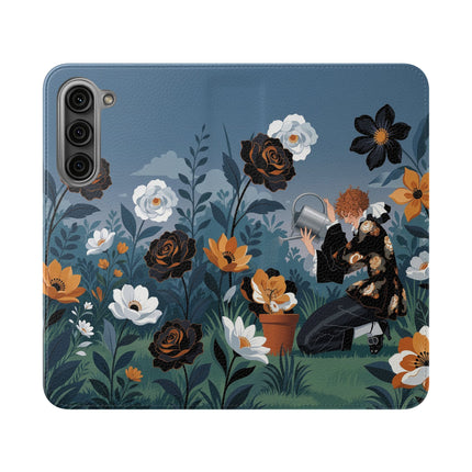 🌹💧 The Midnight Garden Keeper Flip Case – Art Deco Floral Fantasy