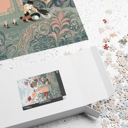 🌹🐈 The Lady And Puss In Boots Puzzle – Art Deco Floral Whimsy