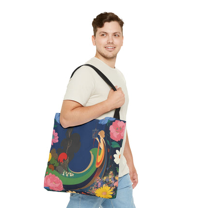 🌙🐦 The Lady Of The Moonlit Birdcage Tote Bag – Art Deco Floral Fantasy