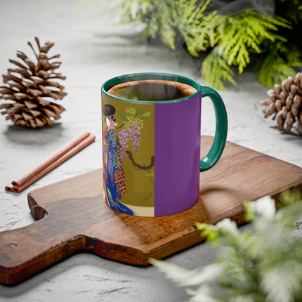 Wisteria Elegance Colorful Mug (11oz, 15oz) – Floral Beauty, Kimono Art & Timeless Grace