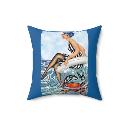 Playful Waves and Fashion Follies Spun Polyester Square Pillow