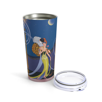 Smoke and Secrets: A Glamorous Encounter in Prohibition Era Tumbler 20oz