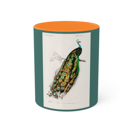 Indian Peafowl by Charles Dessalines D' Orbigny Colorful Mugs, 11oz