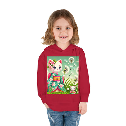 Geisha Kitten and the Dandelion Wish Toddler Pullover Fleece Hoodie