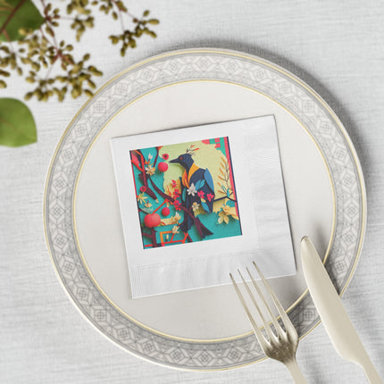 Curious Crow White Coined Napkins