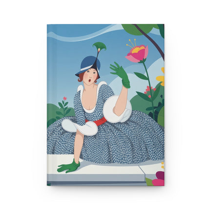 🌺💙 The Lady Of The Peacock Hat Hardcover Journal – Art Deco Garden Elegance