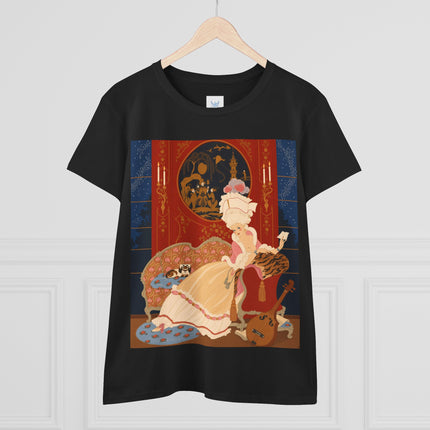🎼🐈 The Lady Of The Midnight Salon Cotton Tee – Art Deco Fashion Illustration