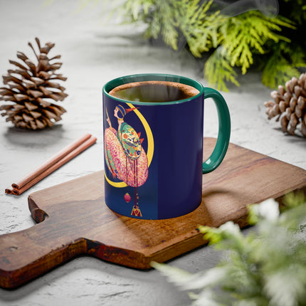 Moonlit Reflections Colorful Mug (11oz, 15oz) – Celestial Elegance, Art Deco Beauty & Dreamy Style