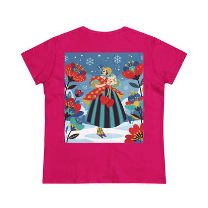 ❤️❄️ The Winter Heart Messenger Cotton Tee – Art Deco Winter Enchantment