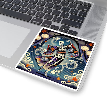 Skeleton Kabuki Performer Kiss-Cut Stickers (4 Sizes)