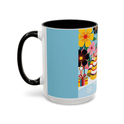 🌼🎄 The Christmas Blossom Belle Colorful Mug – Colorful Art Deco Holiday Fantasy