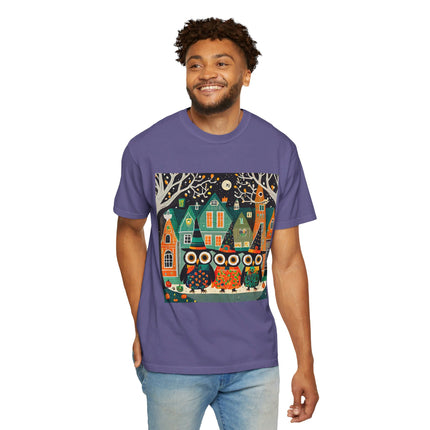 Night of the Trick-or-Treating Owlets Unisex Garment-Dyed T-shirt