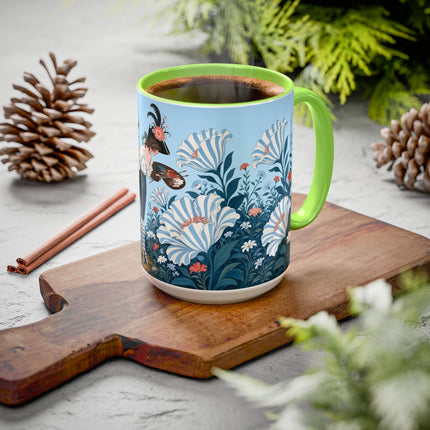 🎨💙 The Enchanted Garden Artist Colorful Mug – Art Deco Floral Whimsy