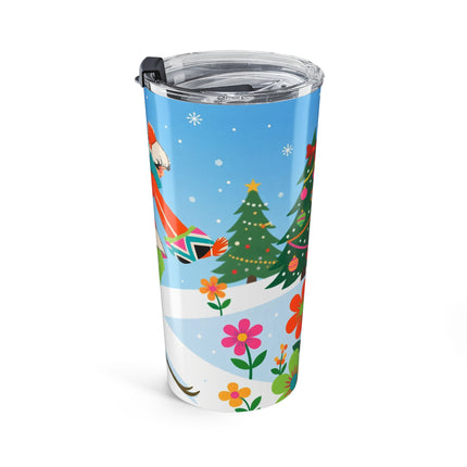 ⛷️🌸 The Lady Of The Alpine Flight Tumbler – Art Deco Winter Adventure